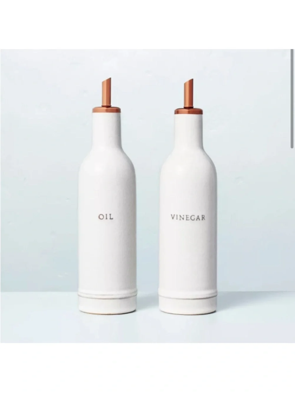 NEW IN BOX Hearth & Hand With Magnolia 2pc Oil & Vinegar Stoneware Bottle Set